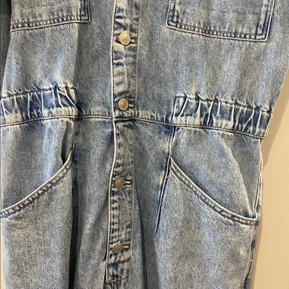 Free People Light Wash Denim Jumpsuit - Casual Women's One-Piece- XL - Picture 6 of 10